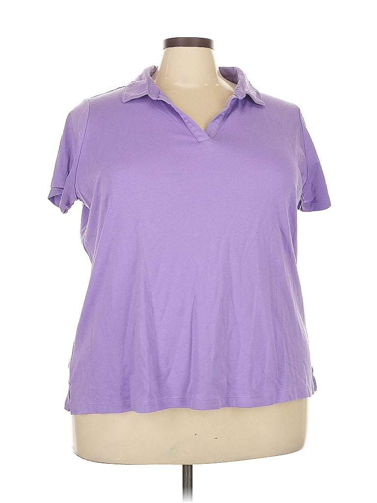 Click to view more detailed imagery on our partner's website Pre-owned Isaac Mizrahi Live Short Sleeve Polo Shirt In Purple