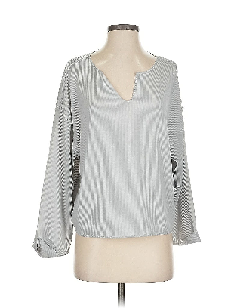 Pre-owned Francesca's 3/4 Sleeve T-shirt In Gray