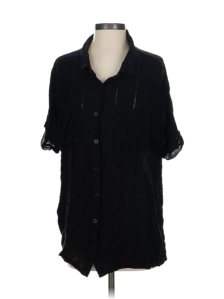 Pre-owned Rvca 3/4 Sleeve Button Down Shirt In Black