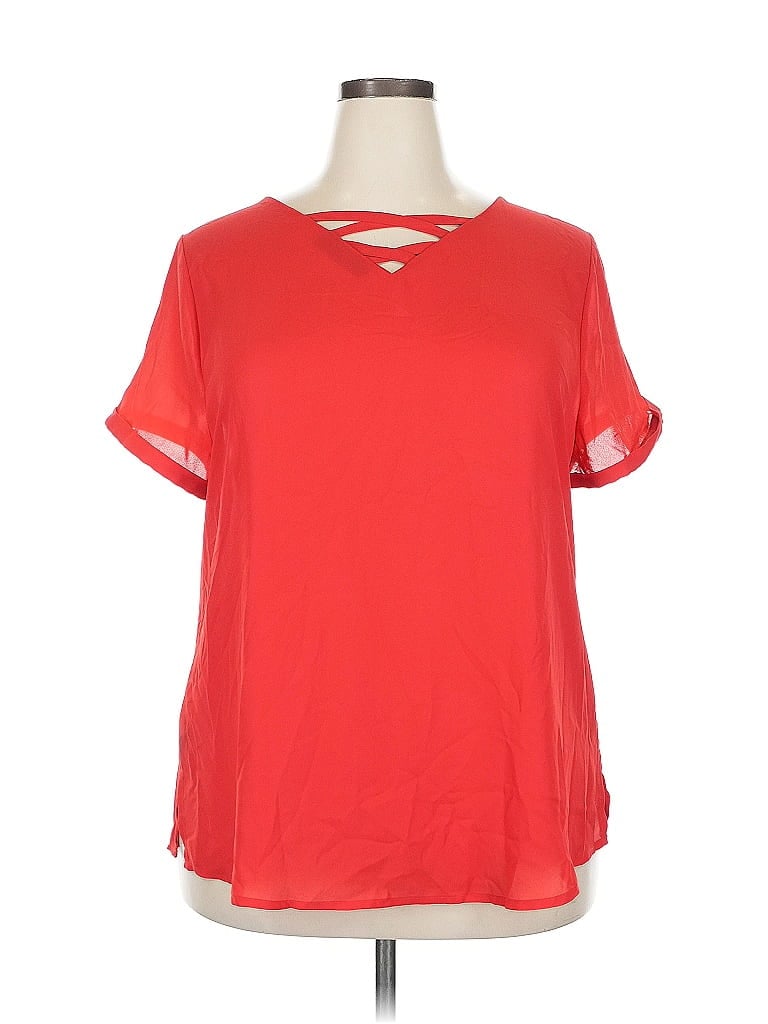 Pre-owned Apt. 9 Short Sleeve Blouse In Red