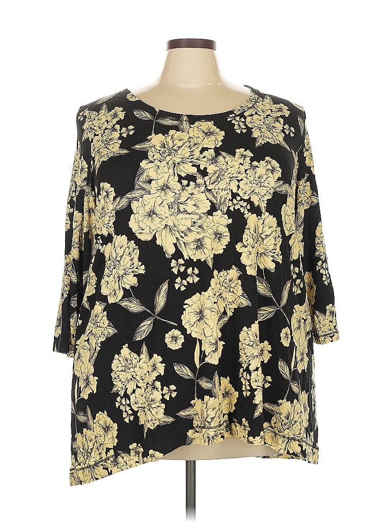Pre-owned Adrienne Vittadini 3/4 Sleeve Blouse In Gold