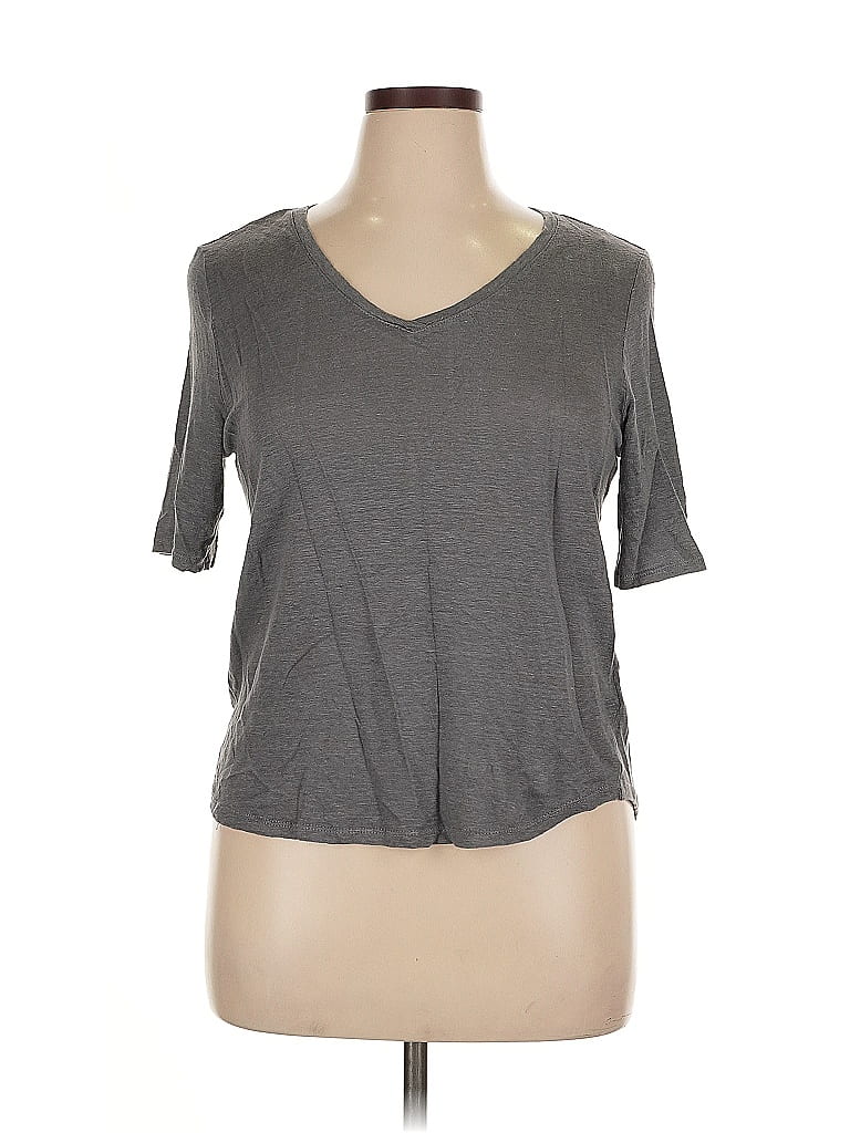 Pre-owned Nicole Miller Short Sleeve T-shirt In Gray