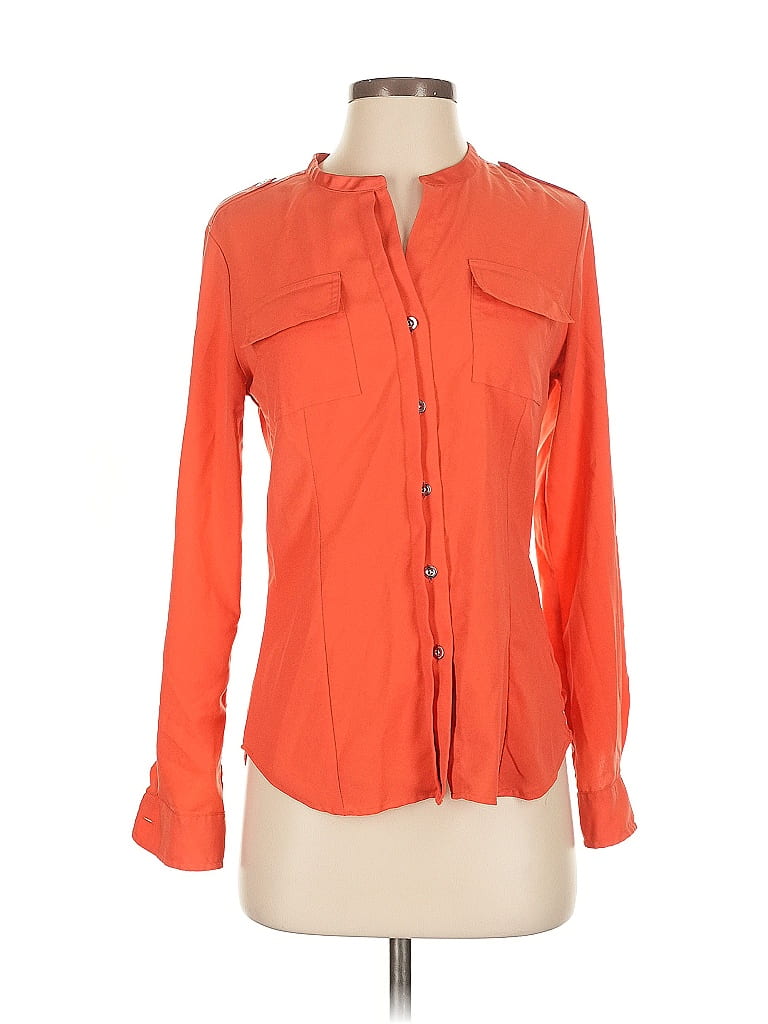 Pre-owned Calvin Klein Long Sleeve Blouse In Orange
