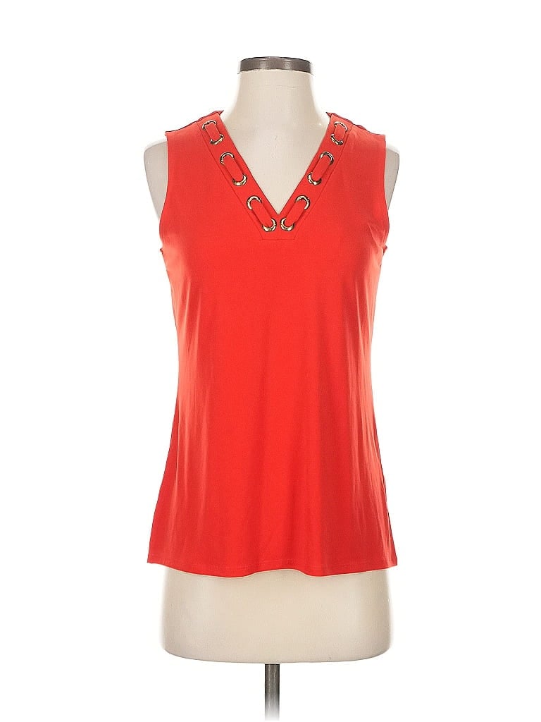 Click to view more detailed imagery on our partner's website Pre-owned Carmen Marc Valvo Sleeveless Top Red V Neck Tops