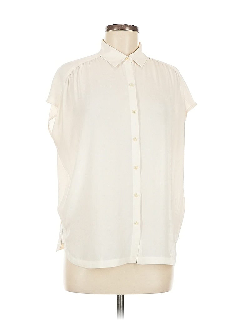 Pre-owned Ann Taylor Loft Short Sleeve Blouse In White