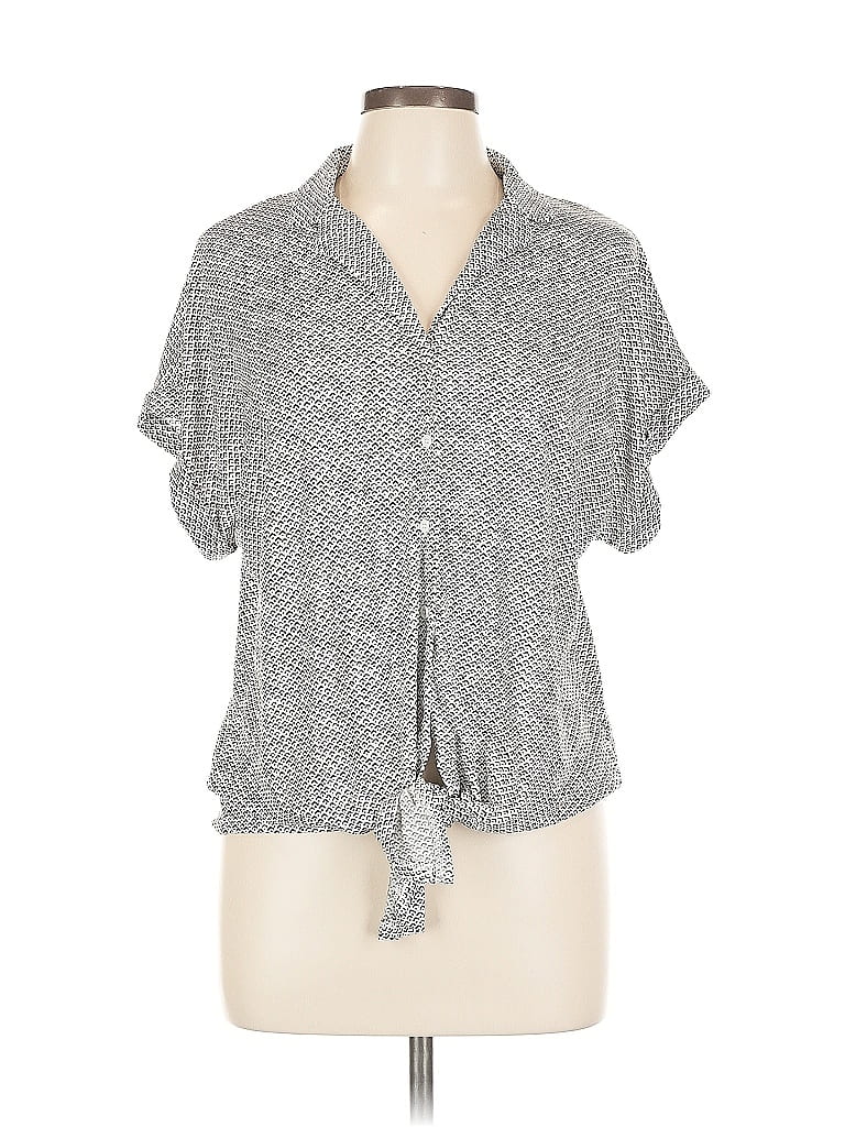Pre-owned Adrianna Papell Short Sleeve Blouse In Gray