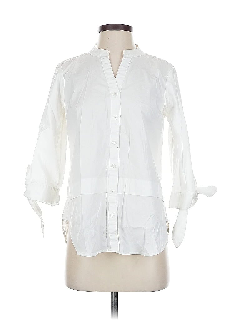 Pre-owned Talbots 3/4 Sleeve Button Down Shirt In White