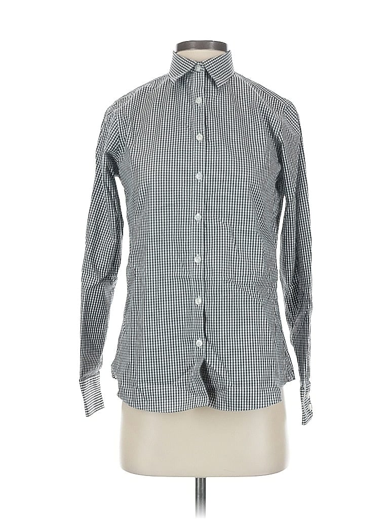 Pre-owned Lands' End Long Sleeve Button Down Shirt In Gray