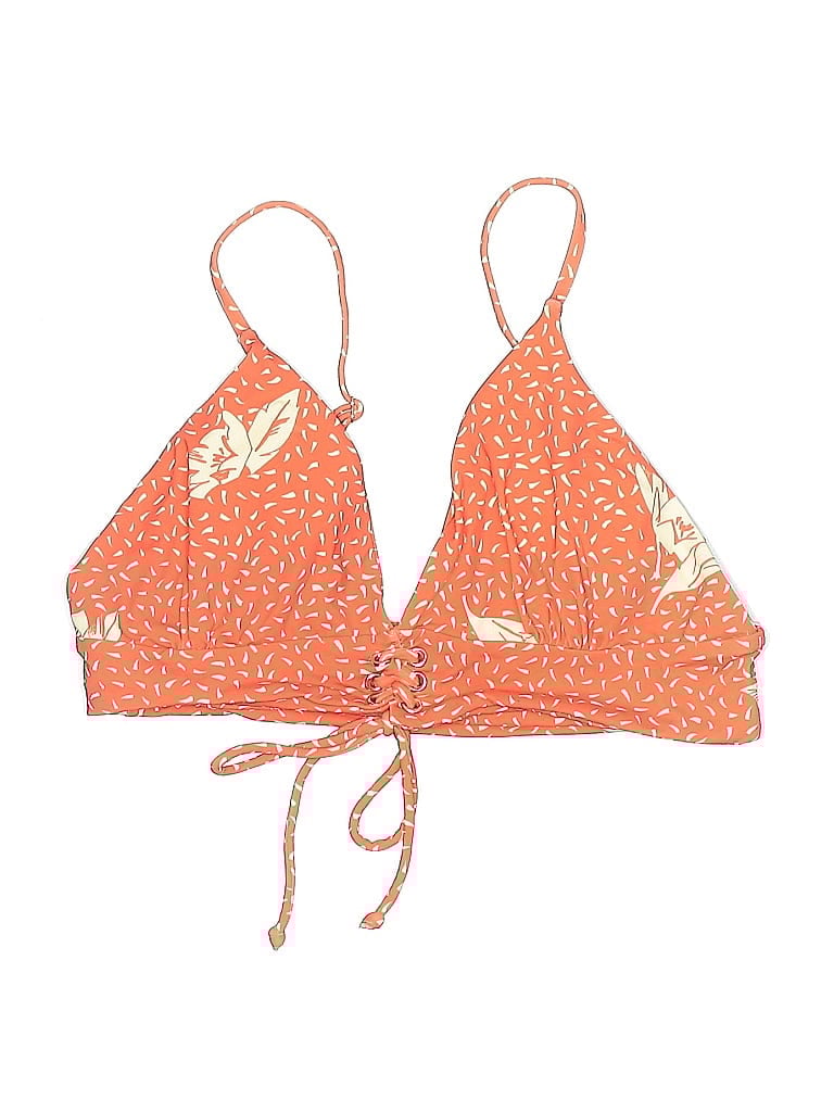 Pre-owned O'neill Swimsuit Top Orange Print Pattern Swimwear