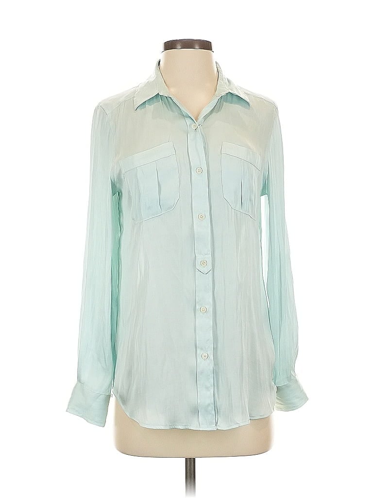 Pre-owned Banana Republic Long Sleeve Blouse In Blue