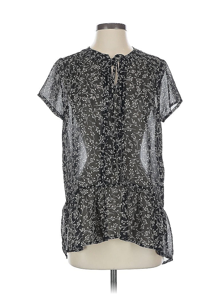 Pre-owned Everleigh Short Sleeve Blouse In Black