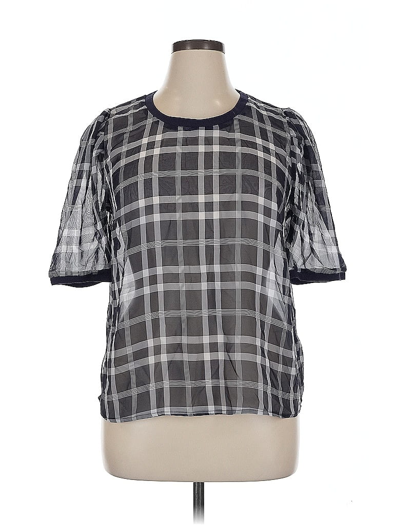 Pre-owned A New Day Short Sleeve Blouse In Gray