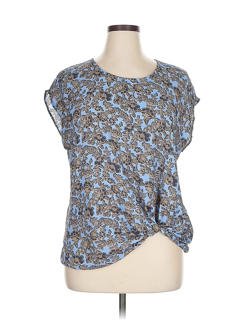 Pre-owned Pleione Short Sleeve Top Blue Sweetheart Neckline Tops