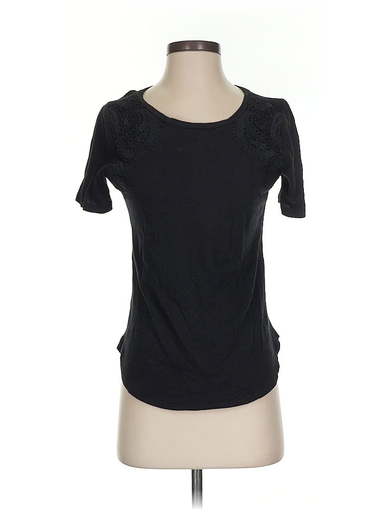 Click to view more detailed imagery on our partner's website Pre-owned Ann Taylor Loft Short Sleeve Top Black Scoop Neck Tops