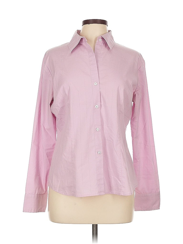 Pre-owned New York And Company Long Sleeve Button Down Shirt In Pink
