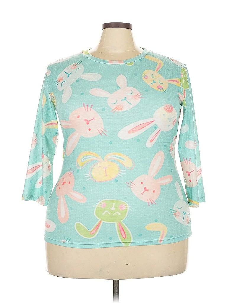 Pre-owned Unbranded 3/4 Sleeve T-shirt In Green