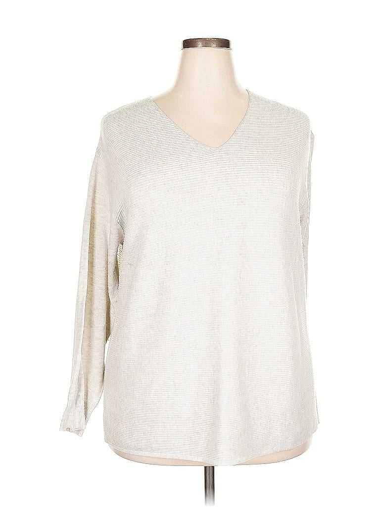 Pre-owned Ella Moss 3/4 Sleeve Top Gray V Neck Tops