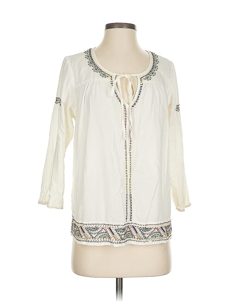 Pre-owned Velvet By Graham & Spencer 3/4 Sleeve Blouse In White