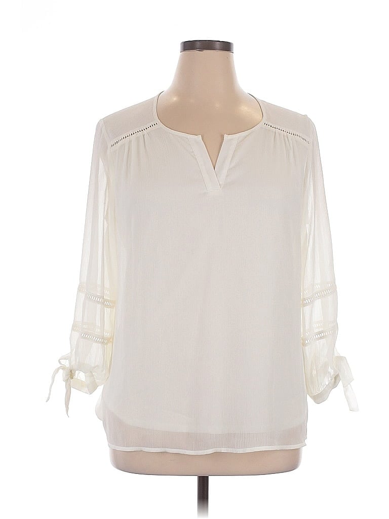 Pre-owned Apt. 9 3/4 Sleeve Blouse In White
