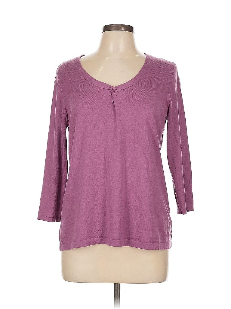 Pre-owned Coldwater Creek 3/4 Sleeve Top Purple V-neck Tops