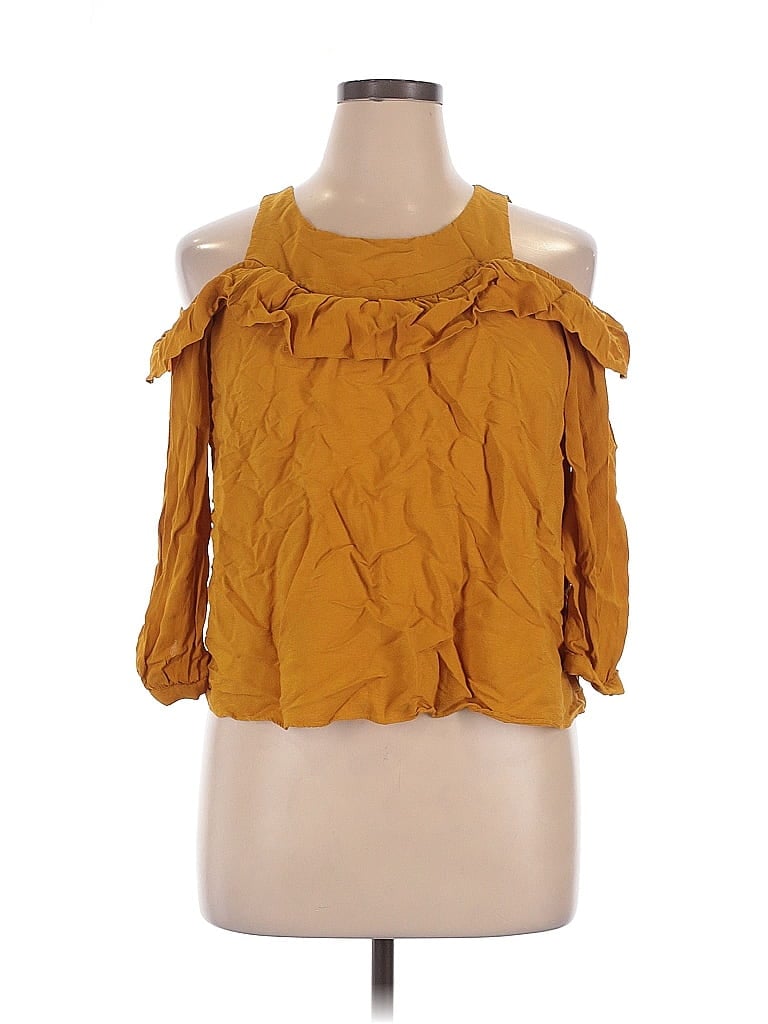 Pre-owned Maeve 3/4 Sleeve Blouse In Gold