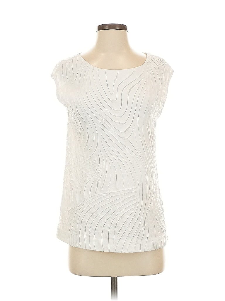 COLDWATER CREEK Pre-owned Short Sleeve Top Ivory Scoop Neck Tops In White