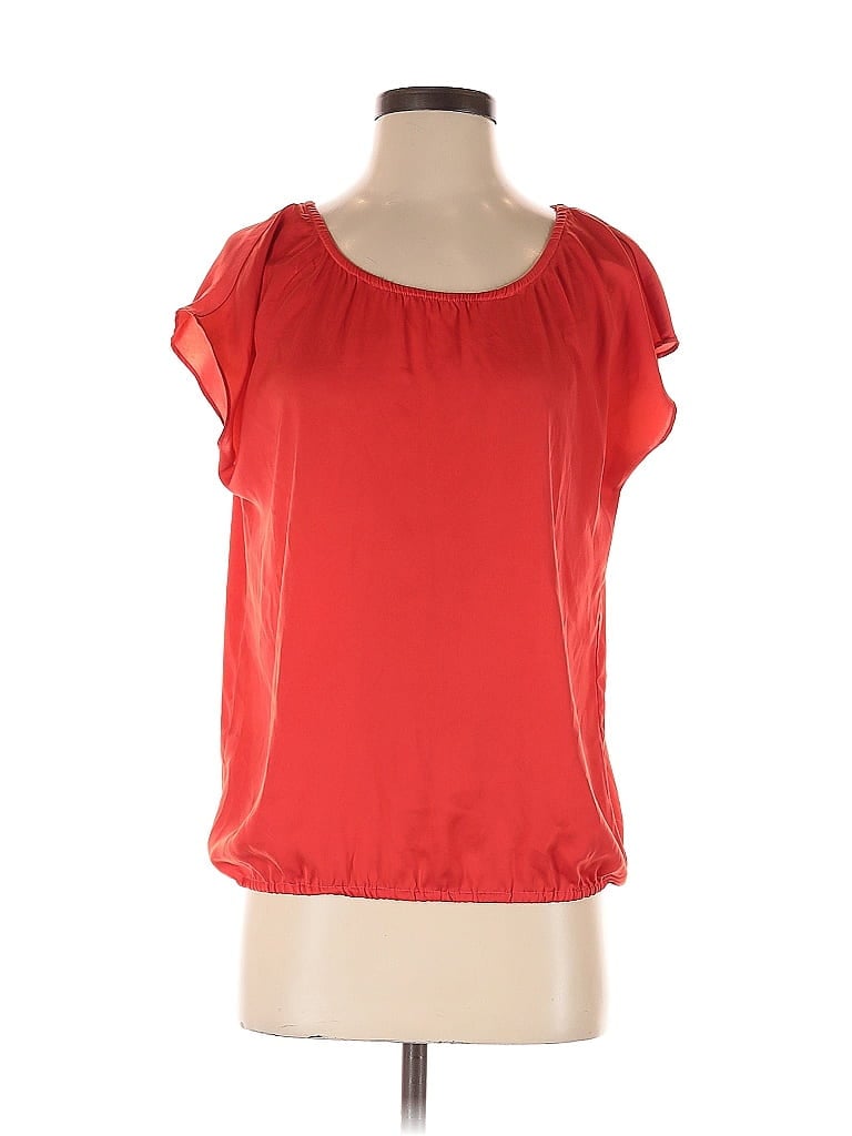 Pre-owned Ann Taylor Factory Short Sleeve Blouse In Red