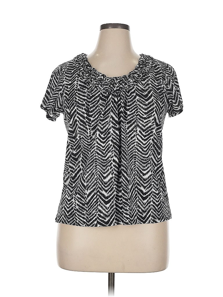 NOTATIONS Pre-owned Short Sleeve Blouse In Black