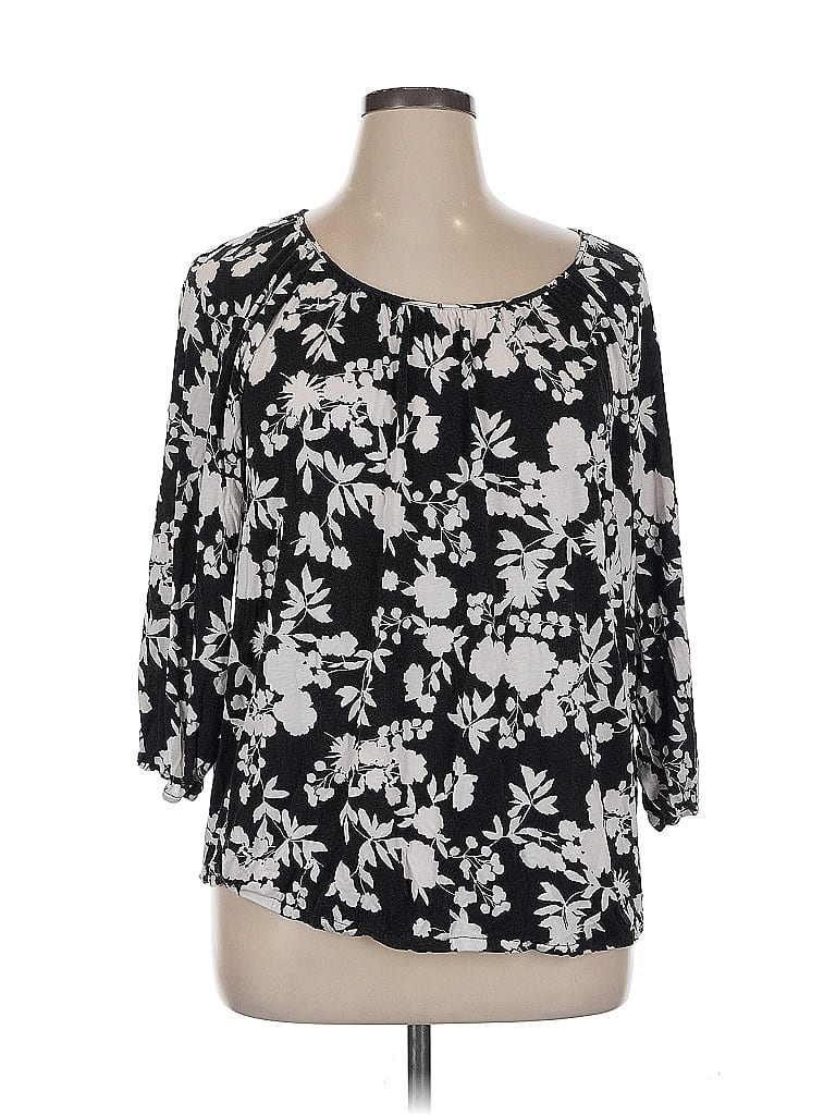 Pre-owned Daisy Fuentes 3/4 Sleeve Blouse In Black