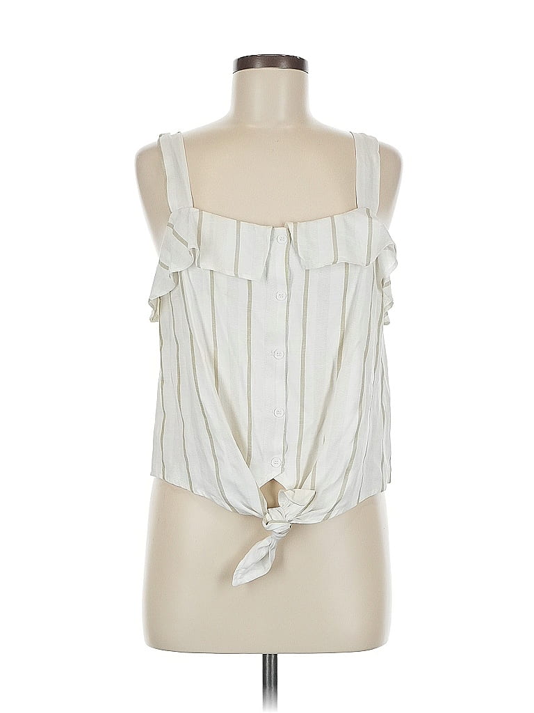 Pre-owned Lush Sleeveless Blouse In White