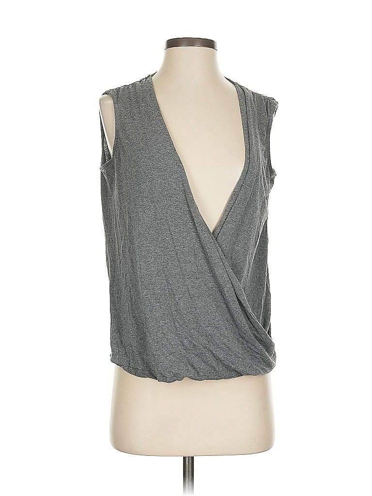 Pre-owned Bobeau Sleeveless Top Gray Plunge Neckline Tops