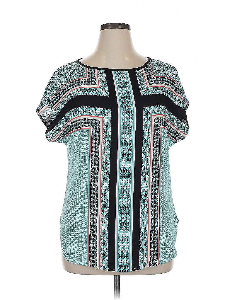 Click to view more detailed imagery on our partner's website Pre-owned Three Hearts Short Sleeve Blouse In Blue