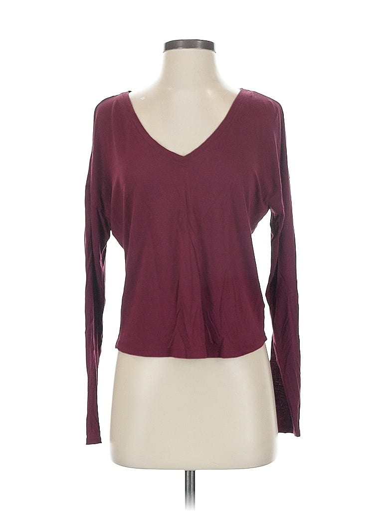Pre-owned 7 For All Mankind Long Sleeve T-shirt In Burgundy