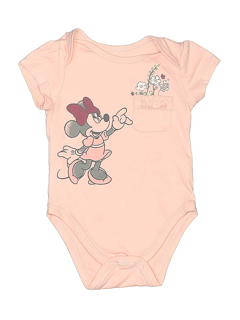 Pre-owned Disney Baby Babies' Short Sleeve Onesie In Pink