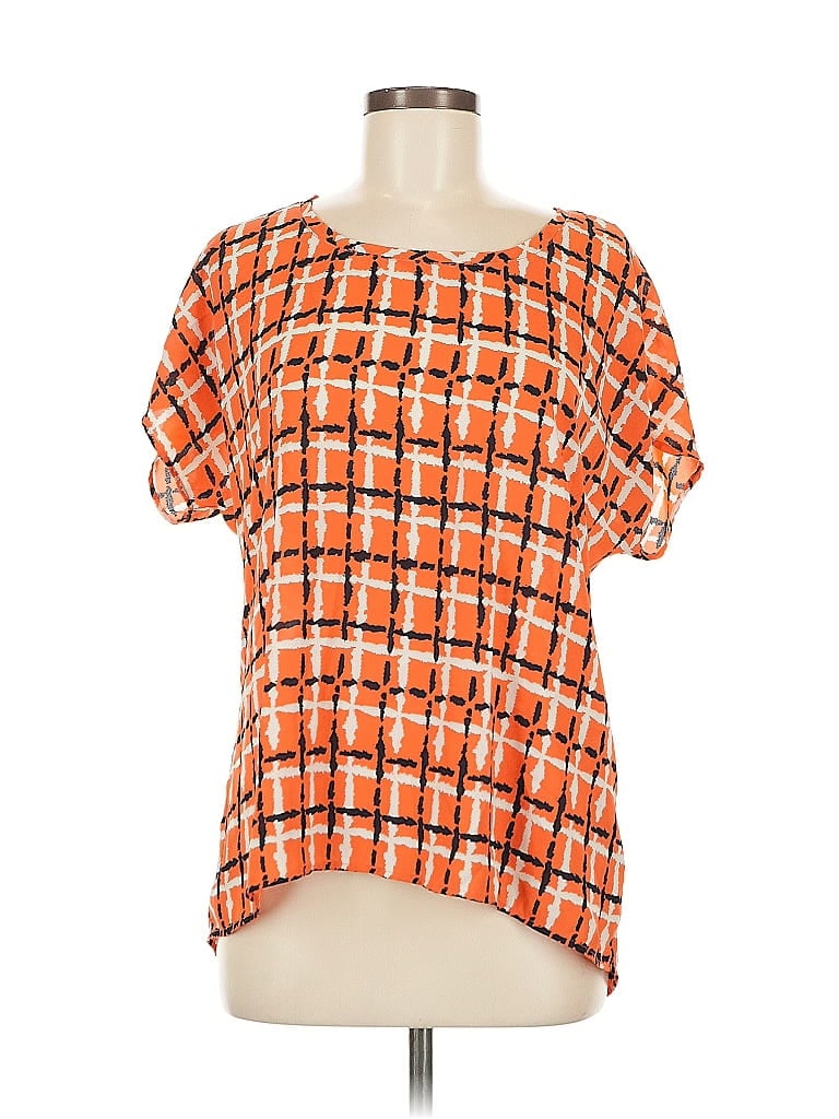 Pre-owned Pleione Short Sleeve Blouse In Orange