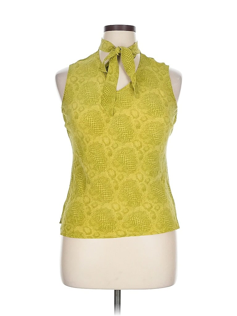 Pre-owned Mossimo Sleeveless Silk Top Green Halter Neckline Tops