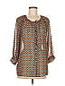 Olivia Moon 100% Polyester Chevron-herringbone Orange Teal 3/4 Sleeve Blouse Size M - photo 1