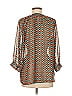Olivia Moon 100% Polyester Chevron-herringbone Orange Teal 3/4 Sleeve Blouse Size M - photo 2