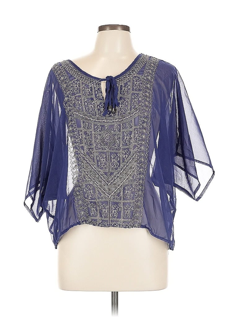 Pre-owned Miss Kelly 1999 3/4 Sleeve Blouse In Blue