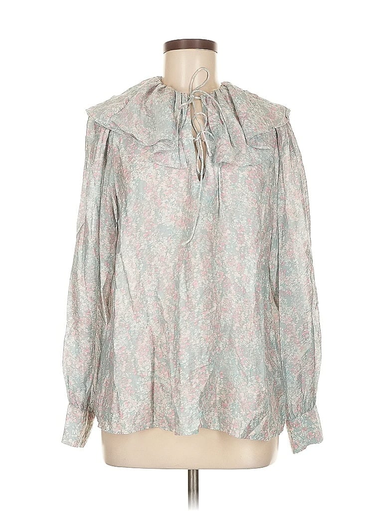 Pre-owned H&m Long Sleeve Blouse In Silver