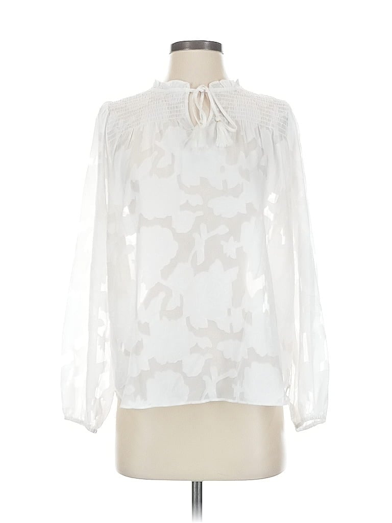 Pre-owned Rose + Olive Long Sleeve Blouse In White