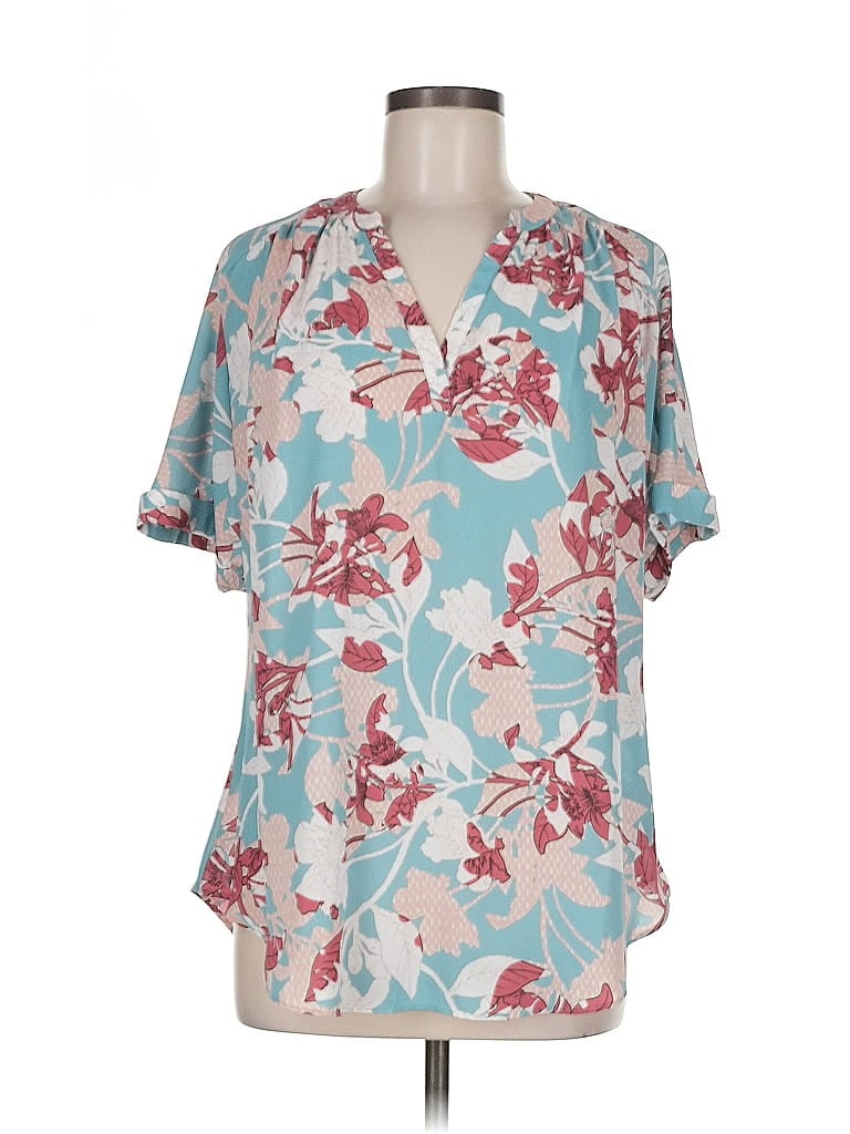 Pre-owned Worthington Short Sleeve Blouse In Blue