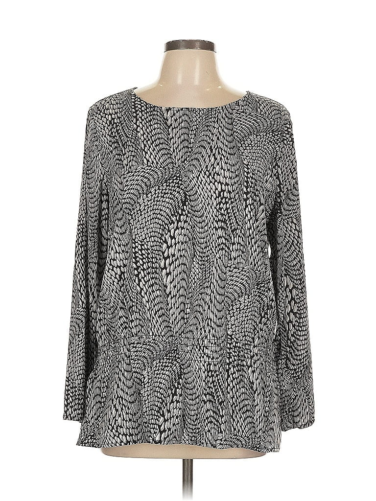 Pre-owned Chico's Long Sleeve Blouse In Gray