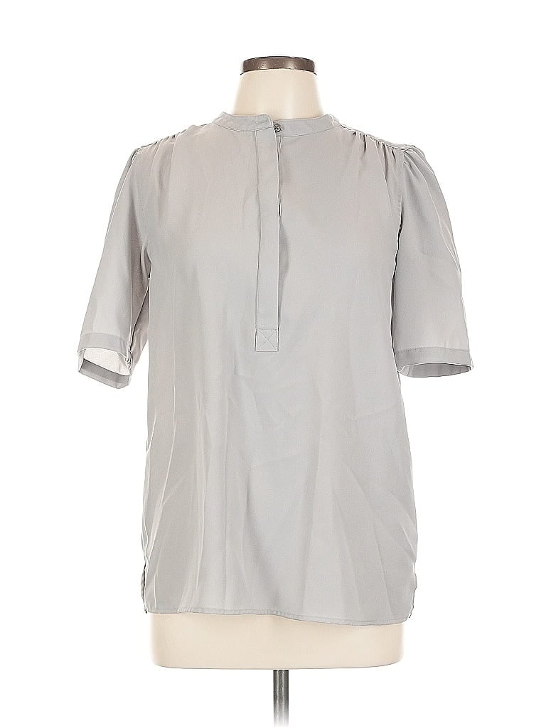 Pre-owned Lands' End Short Sleeve Blouse In Gray
