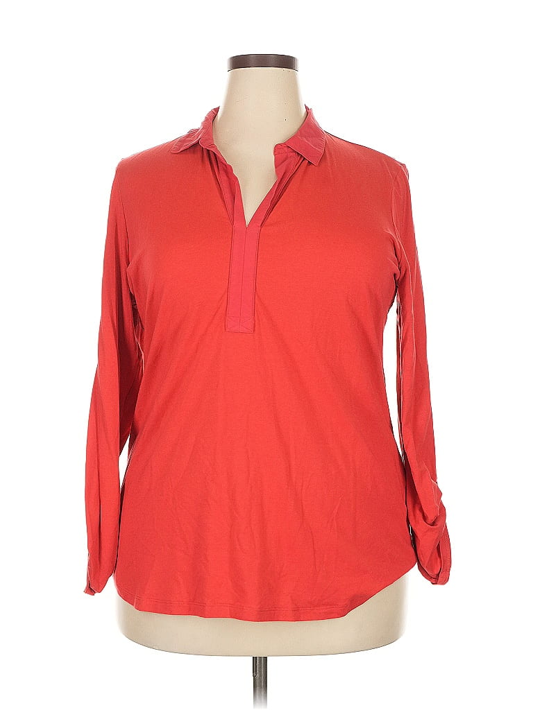 Click to view more detailed imagery on our partner's website Pre-owned Lands' End Long Sleeve Polo Shirt In Red