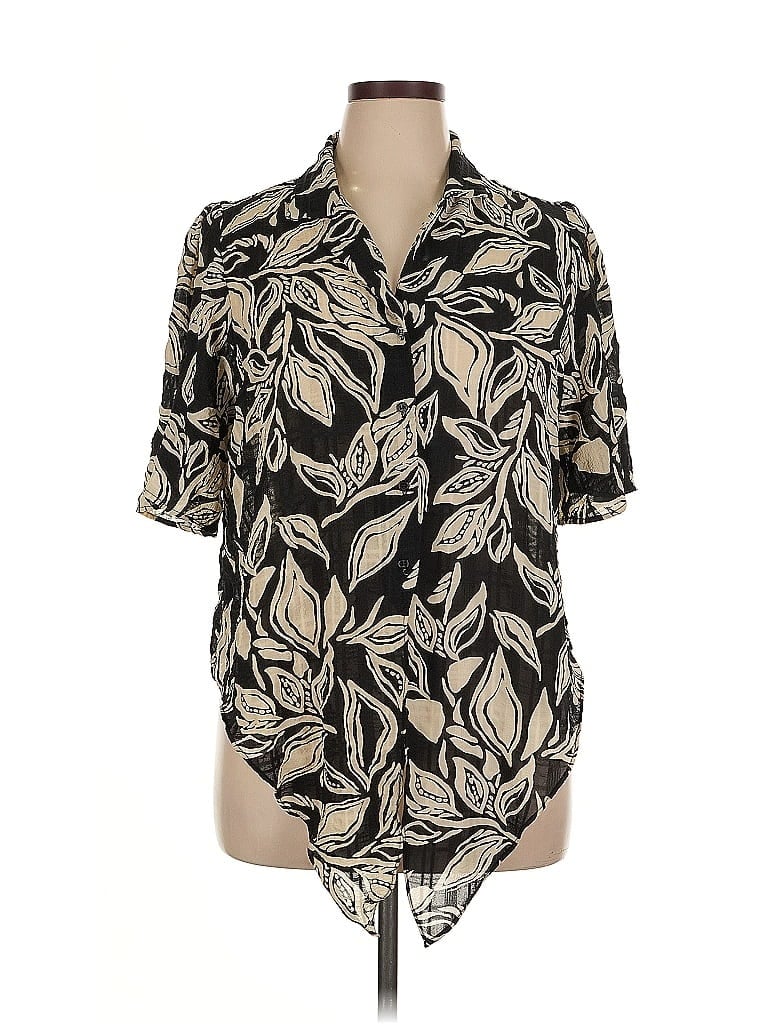 Pre-owned Assorted Brands Short Sleeve Blouse In Black