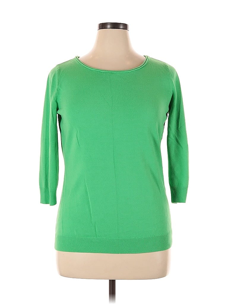 Click to view more detailed imagery on our partner's website Pre-owned New York And Company 3/4 Sleeve Top Green Boatneck Tops