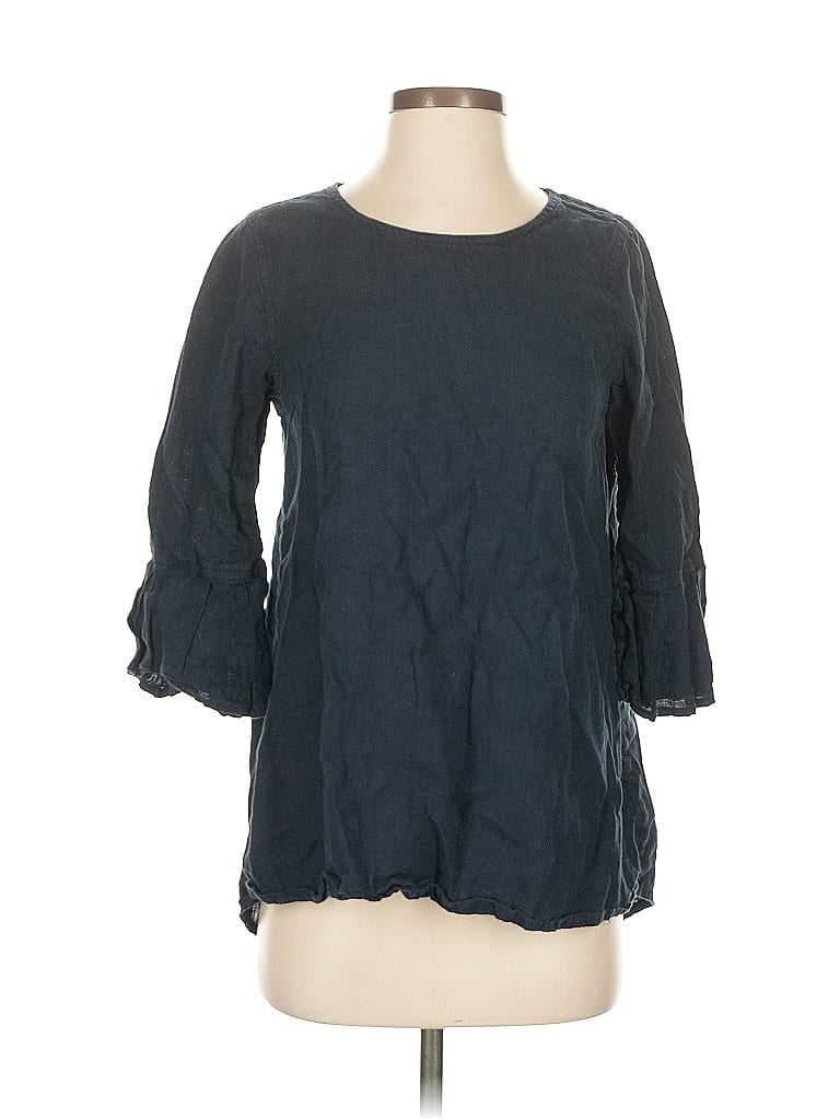 Pre-owned Crown Linen Designs 3/4 Sleeve Blouse In Gray