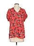 Pleione 100% Polyester Red Short Sleeve Blouse Size XS - photo 1