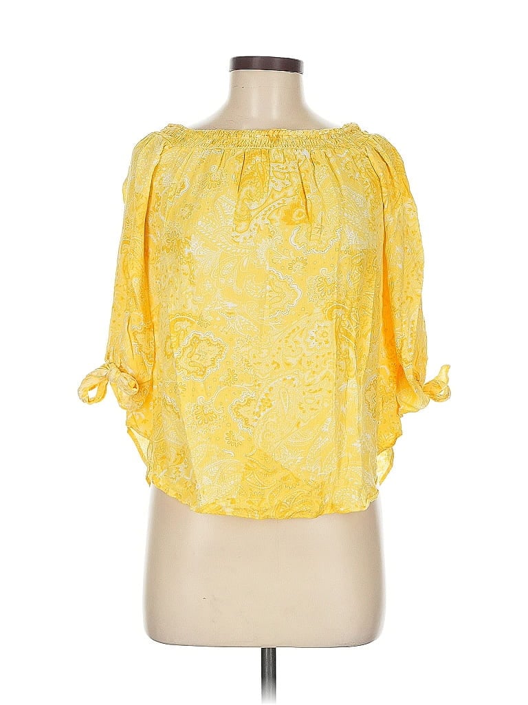 Pre-owned Michael Michael Kors 3/4 Sleeve Blouse In Yellow